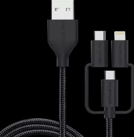 کابل شارژ 0.9 متری RAVPOWER با تبدیل USB-C/LIGHTNING/MICRO USB مدل RP-CB021