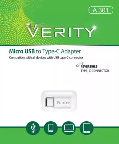 تبدیل MICRO USB به VERITY TYPE C مدل A301