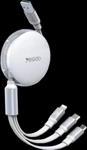 کابل شارژ 1.2 متری USB به Micro USB, Type-C ,Lightning یسیدو مدل CA117