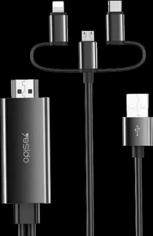 تبدیل 2 متری HDMI به USB-C، microUSB و Lightning یسیدو مدل HM05