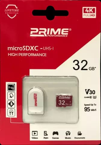 مموری کارت 32 گیگابایت PRIME به همراه ریدر