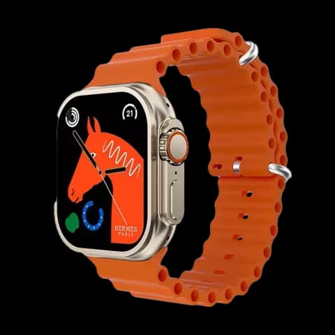 ساعت هوشمند Hiwatch مدل I9 Ultra Max با بند اسپورت نارنجی