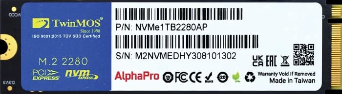 حافظه SSD اینترنال 2 ترابایت TWINMOS مدل ALPHAPRO