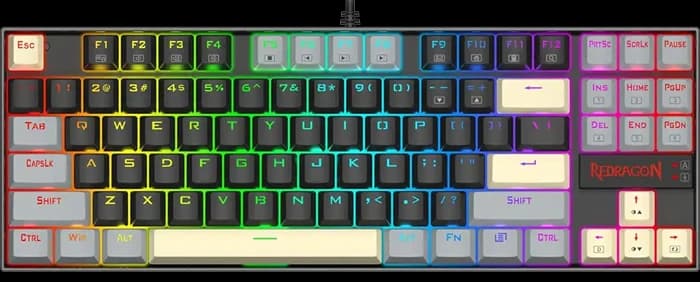 کیبورد مکانیکال گیمینگ سیمی Redragon مدل KUMARA K552 LGY RGB با سويیچ قرمز