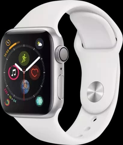 ساعت هوشمند APPLE SERIES 4 مدل 44MM silver Aluminum Case با بند اسپورت سفید