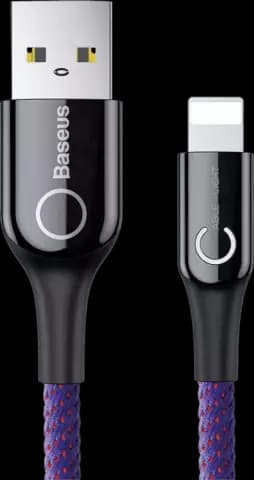 کابل شارژ 1 متری USB به LIGHTNING باسئوس مدل C-SHAPED LIGHT INTELLIGENT POWER-OFF