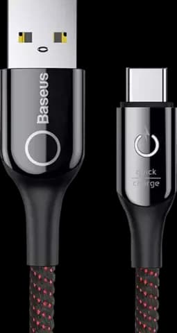 کابل شارژ 1 متری USB به TYPE-C باسئوس مدل C-SHAPED LIGHT INTELLIGENT POWER-OFF