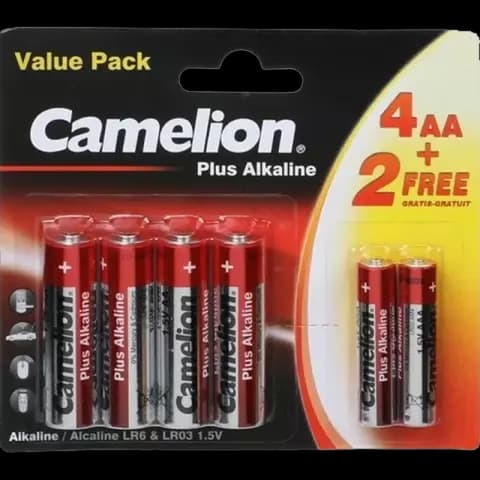 باتری قلمی و نیم قلمی Camelion مدل Plus Alkaline 4LR6+2LR03-BP