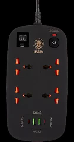 چند راهی برق و محافظ Green Lion مدل GNPS2PDBK