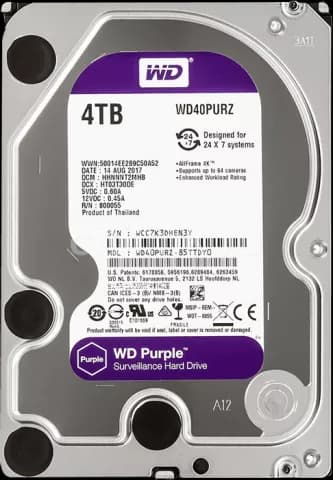 هارد اینترنال 4 ترابایت WD مدل PURPLE SURVEILLANCE WD40PURZ