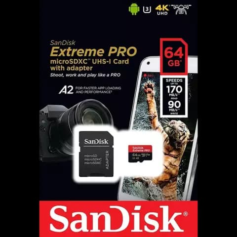 مموری کارت 64 گیگابایت Sandisk مدل Extreme PRO کلاس 10 استاندارد UHS-I U3