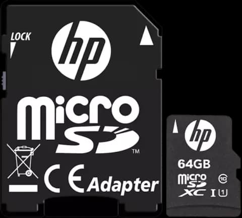 مموری کارت 64 گیگابایت HP مدل mi210 کلاس 10 استاندارد UHS-I U1 همراه با آداپتور